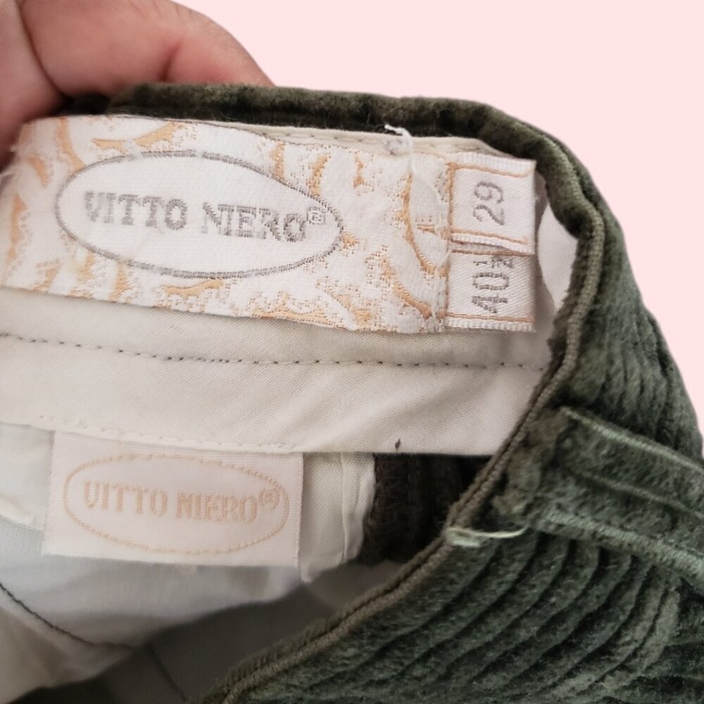 Vitto Niero Vintage Green Olive Corduroy Pants Size 29 - Picture 5 of 16